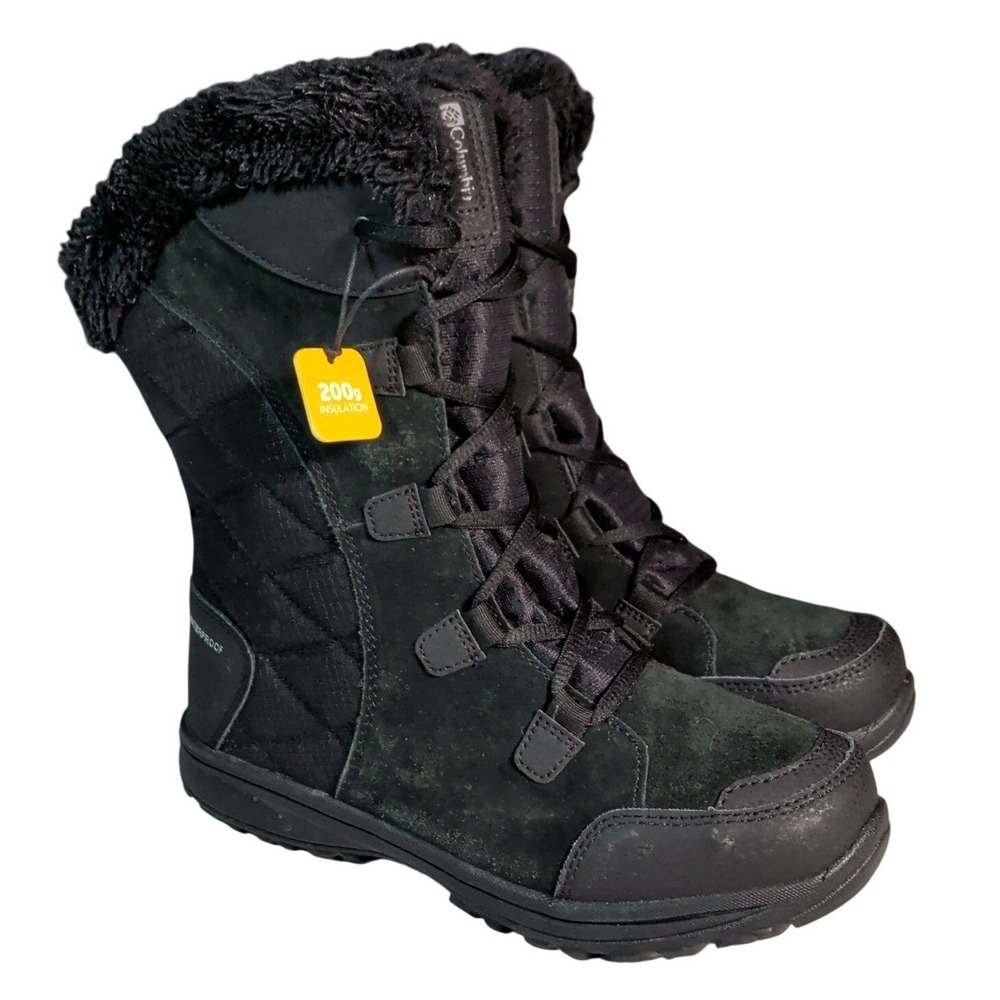 Columbia Ice Maiden II Boots Womens Size 8.5 Black Waterproof Winter Gorpcore